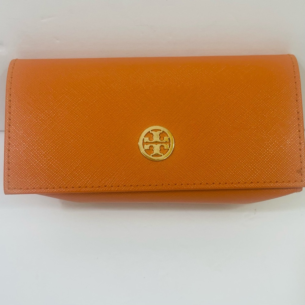 Tory Burch Burnt Orange Sunglasses Case with Gold Logo
